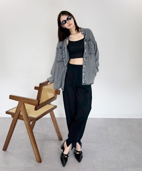 mellomela. ブラウス シャツ テンセルデニム2WAYシャツ レディース