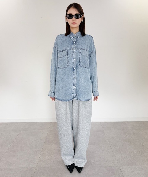 mellomela. ブラウス シャツ テンセルデニム2WAYシャツ レディース