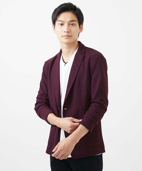 「MK MICHEL KLEIN HOMME 」 テーラードジャケット 48 ボルドー メンズ_画像3