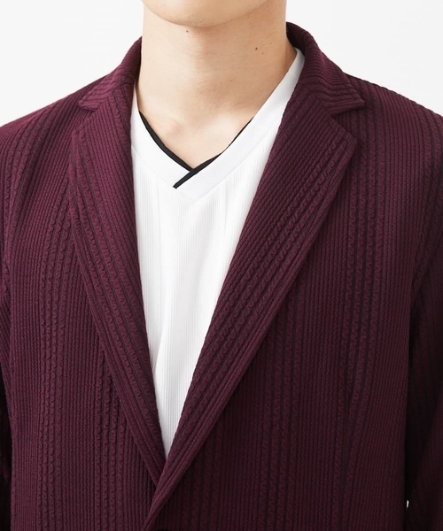 「MK MICHEL KLEIN HOMME 」 テーラードジャケット 48 ボルドー メンズ_画像6