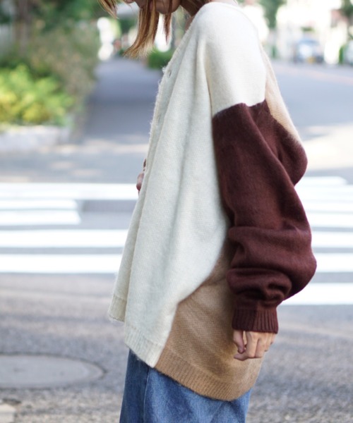 「TOWNCRAFT」 ニットカーディガン SMALL ブラウン メンズ_画像2