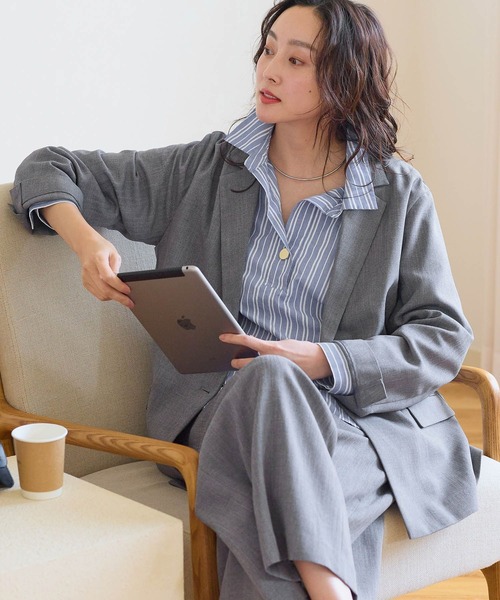 Elura（エルーラ） ジャケット テーラードジャケット 麻調ツイル