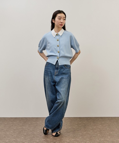 カーディガン 「サステナブル」2WAYカラー付カーディガン レディースの画像