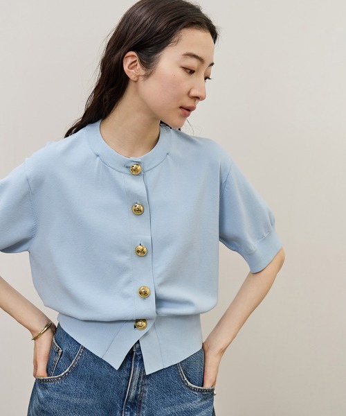 カーディガン 「サステナブル」2WAYカラー付カーディガン レディースの画像