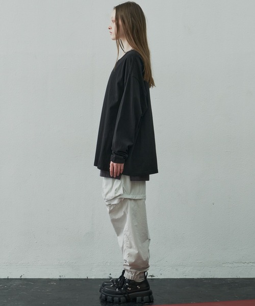 「AIVER」 長袖Tシャツ MEDIUM チャコールグレー メンズ_画像3