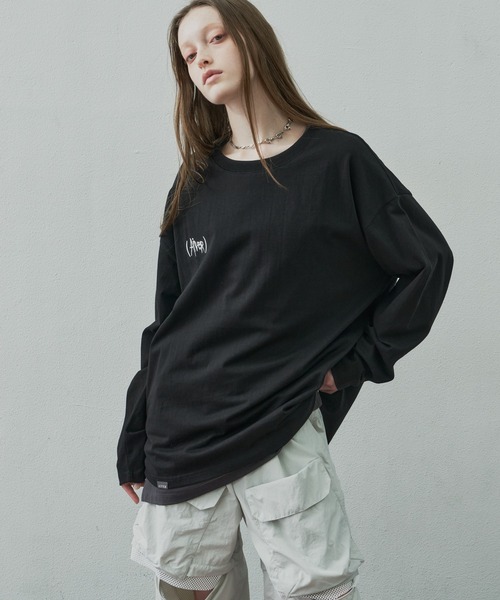 「AIVER」 長袖Tシャツ MEDIUM チャコールグレー メンズ_画像8