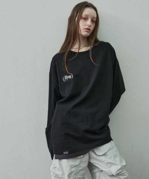 「AIVER」 長袖Tシャツ MEDIUM チャコールグレー メンズ_画像9