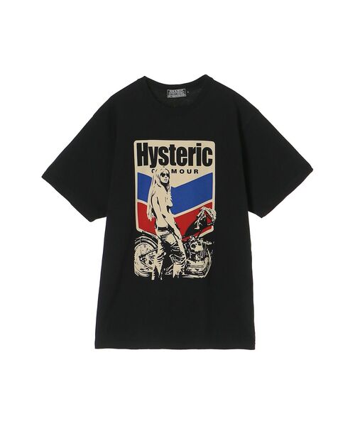 ヒステリックグラマー ガール バイク 染み込みプリント Tシャツ HYSTERIC GLAMOUR（ヒステリックグラマー） tシャツ MOTORCYCLE GIRL T