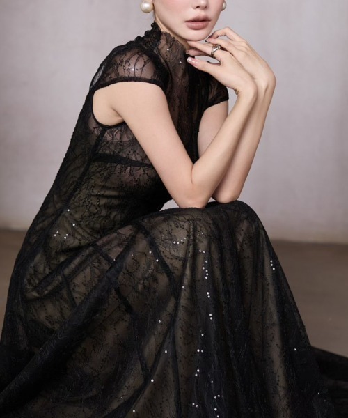 Lana821 ドレス ハイネック シアーレースドレス : ZOZOTOWN Yahoo!店