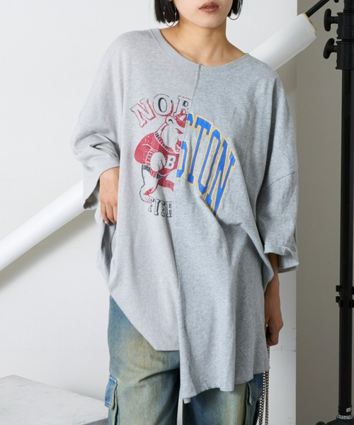 「etsinta」 半袖Tシャツ ONE SIZE グレー レディース_画像5