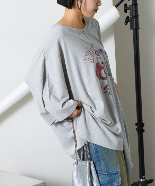 「etsinta」 半袖Tシャツ ONE SIZE グレー レディース_画像8