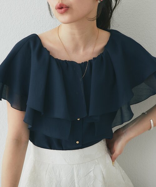 RIKO TOKYO☆Bonbon blouse ボンボンブラウス ネイビー La boutique Bonbon（ラブティックボンボン） ブラウス シャツ 「差が