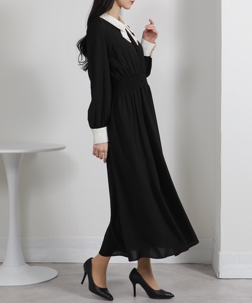 「pumpkin port」 長袖ワンピース M ネイビー レディース_画像6