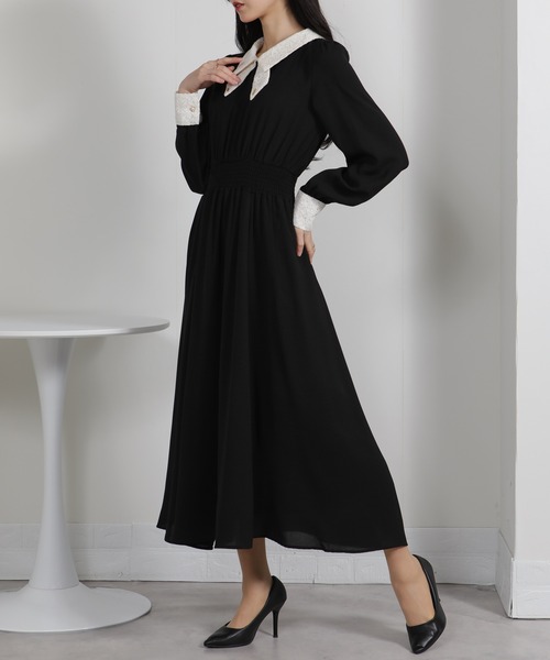 「pumpkin port」 長袖ワンピース M ネイビー レディース_画像7