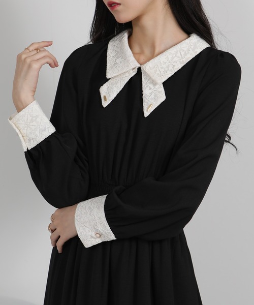 「pumpkin port」 長袖ワンピース M ネイビー レディース_画像8