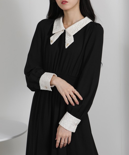 「pumpkin port」 長袖ワンピース M ネイビー レディース_画像9