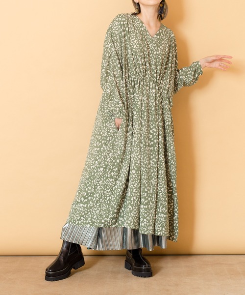 「OSMOSIS」 長袖ワンピース ONE SIZE ブラウン レディース_画像2