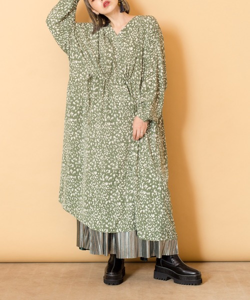 「OSMOSIS」 長袖ワンピース ONE SIZE ブラウン レディース_画像3
