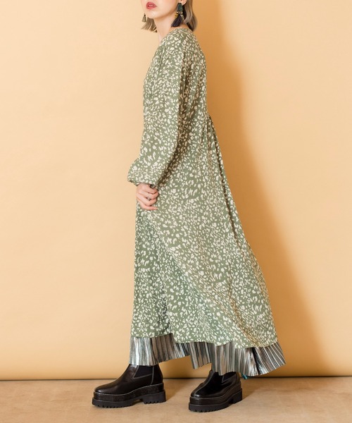 「OSMOSIS」 長袖ワンピース ONE SIZE ブラウン レディース_画像4