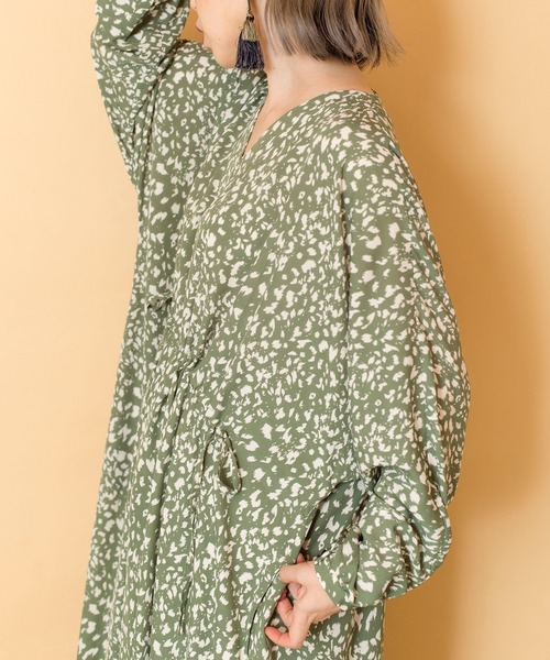 「OSMOSIS」 長袖ワンピース ONE SIZE ブラウン レディース_画像6