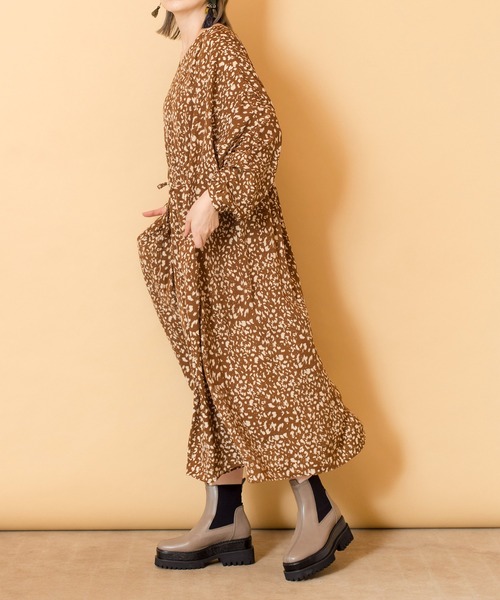 「OSMOSIS」 長袖ワンピース ONE SIZE ブラウン レディース_画像9