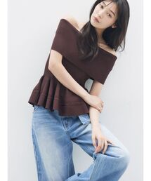 LAGUNAMOON オフショルニット ペプラムオフショルニットプルオーバー LAGUNAMOON（ラグナムーン） ニット セーター ペプラムオフショル