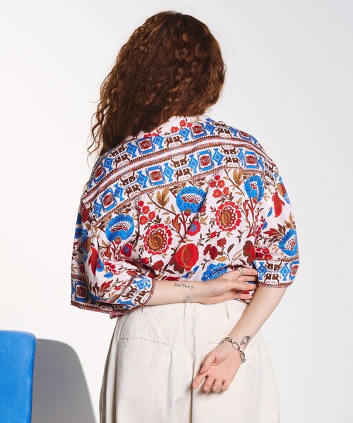 HLAADA ブラウス シャツ HLAADA for ROSEBUD/FLOWER PRINT SHORT