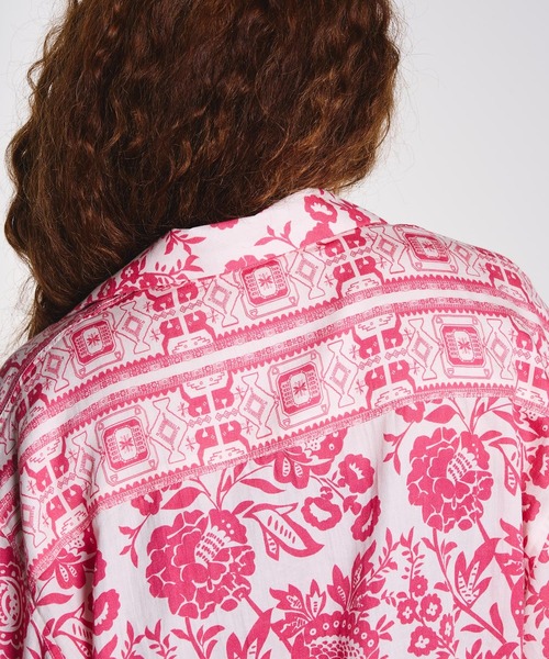 HLAADA ブラウス シャツ HLAADA for ROSEBUD/FLOWER PRINT SHORT