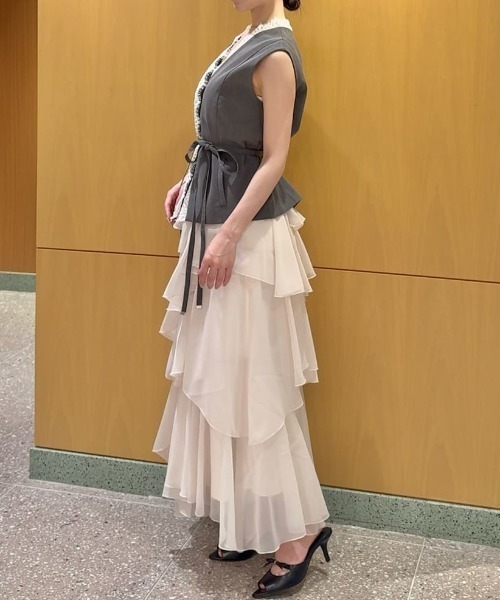 SNIDEL（スナイデル） ロング スカート ボリュームラッフルティアード