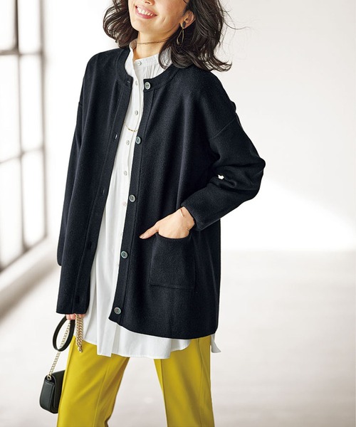 新品ライトブルー ボタン付きカーディガン 貝殻ボタンの airy blueカーディガン (kai1083) | Shelluits