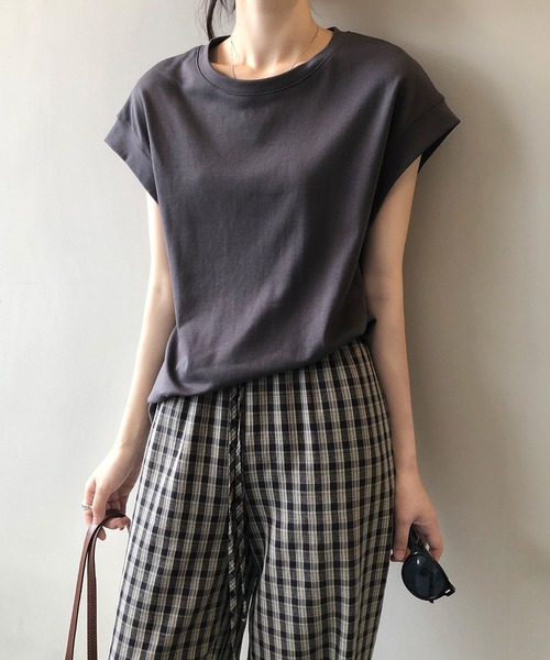 tシャツ フレンチ袖クルーネックTシャツ/tee レディース