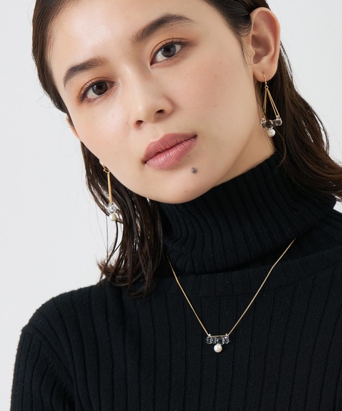 アクセサリー COCO K10パープルカルセドニー オーバルカボション ネックレス