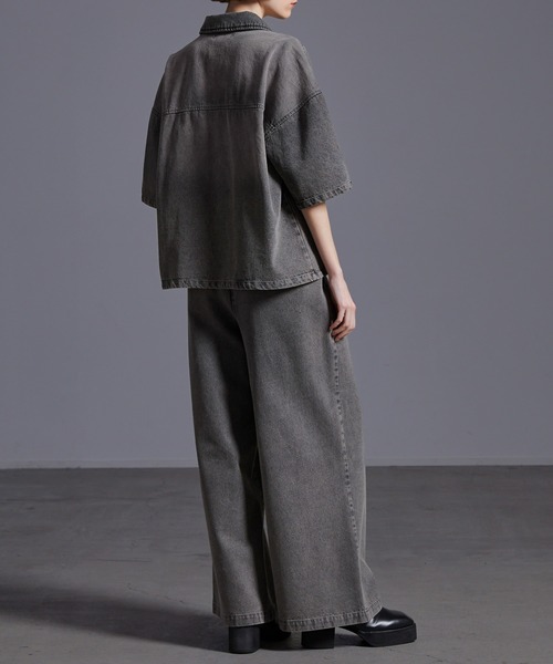 ショートデニムシャツ Loose シャツ ヴィンテージセミショートデニムシャツジャケット