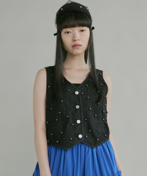 PERNA（ペルナ） ベスト ジレ パールデニムベスト レディース