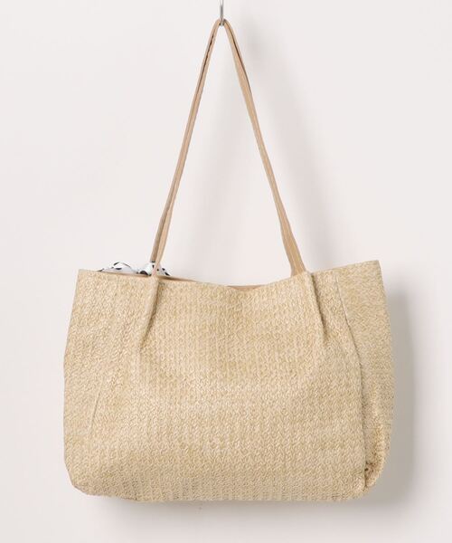 STYLEBLOCK トートバッグ ドット柄リボン付きストローバッグ