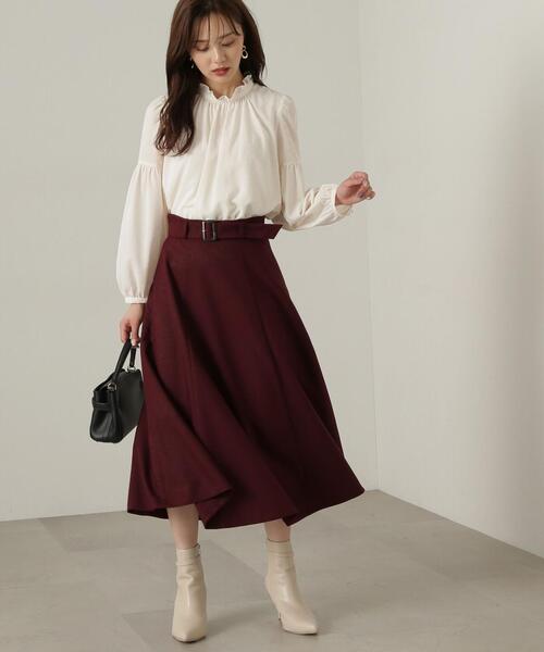 スカート Yoon AMBIDEX Store 強撚ラチネ ラップIラインスカート(F クロ): yuni