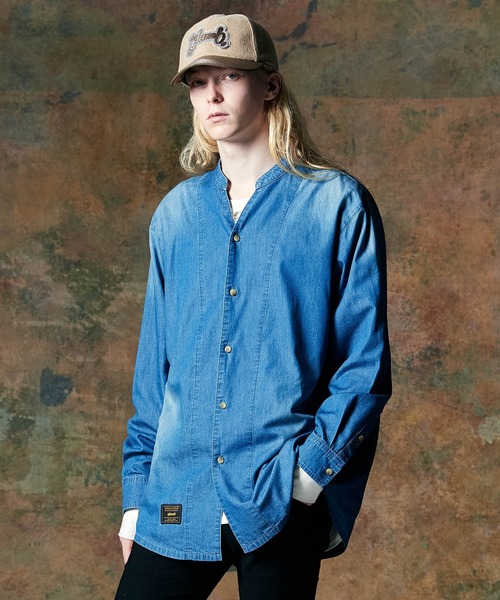 glamb（グラム） シャツ Band Collar Denim Shirt / バンドカラー