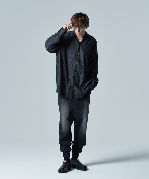 glamb（グラム） シャツ Band Collar Denim Shirt / バンドカラー