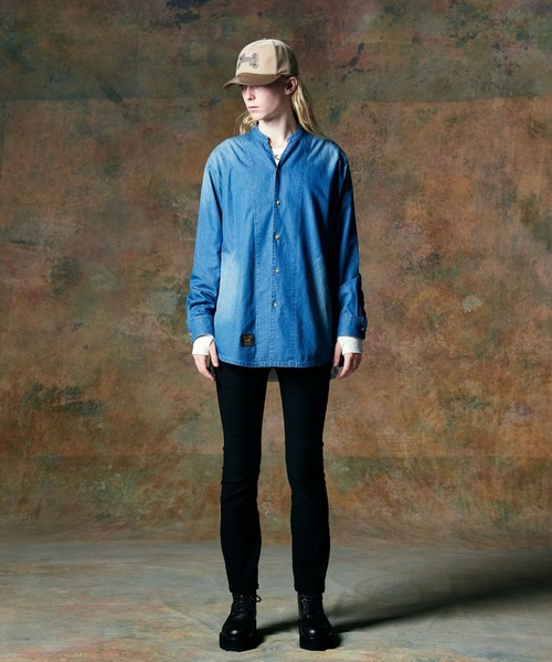 トップス glamb Band Collar Denim Shirt glamb（グラム） シャツ Band Collar Denim Shirt / バンドカラー