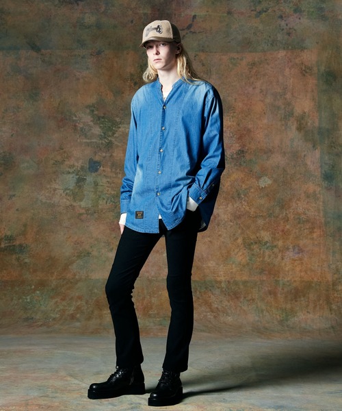 トップス glamb Band Collar Denim Shirt glamb（グラム） シャツ Band Collar Denim Shirt / バンドカラー