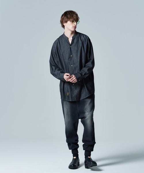 glamb（グラム） シャツ Band Collar Denim Shirt / バンドカラー