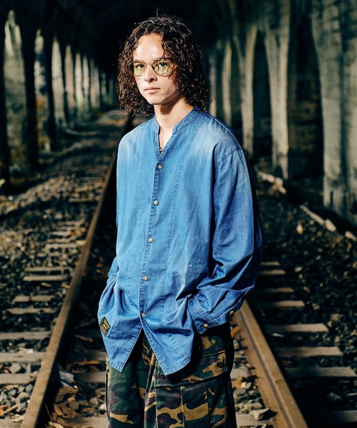glamb（グラム） シャツ Band Collar Denim Shirt / バンドカラー