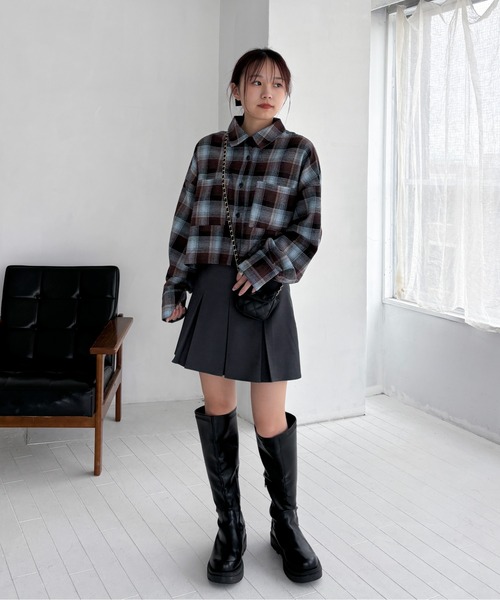 ブラウス シャツ オンブレーチェック短丈シャツ レディース セール】短丈オンブレシャツ（シャツ/ブラウス）｜U.S. POLO