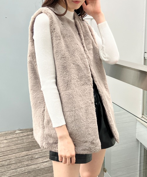 ベスト ジレ フェイクファーロングジレ レディース 楽天市場】ファー ジレ（着丈（トップス・コート・ジャケット
