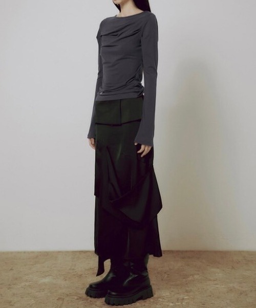 【FLARE UP】 Layered Frill T-Shirt /追跡付 FLAREUP tシャツ 「FLAREUP」Backless Drape Long Sleeve