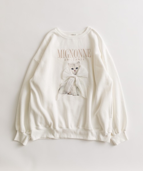 オリーブ デ オリーブ ★おめかしネコスウェット ・オフホワイト ネコスウェット（Tシャツ/カットソー）｜OLIVE des OLIVE