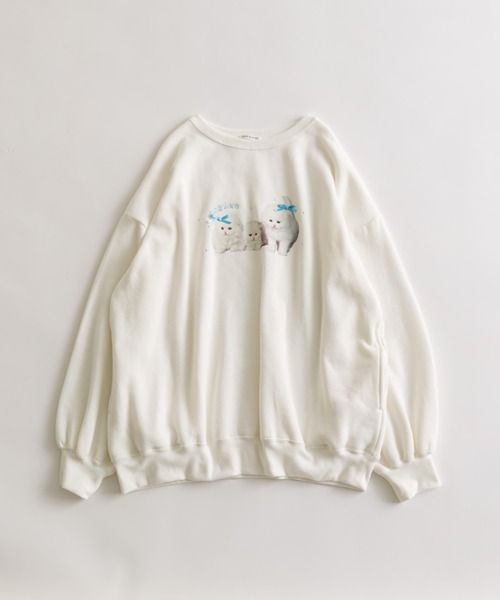 オリーブ デ オリーブ ★おめかしネコスウェット ・オフホワイト ネコスウェット（Tシャツ/カットソー）｜OLIVE des OLIVE