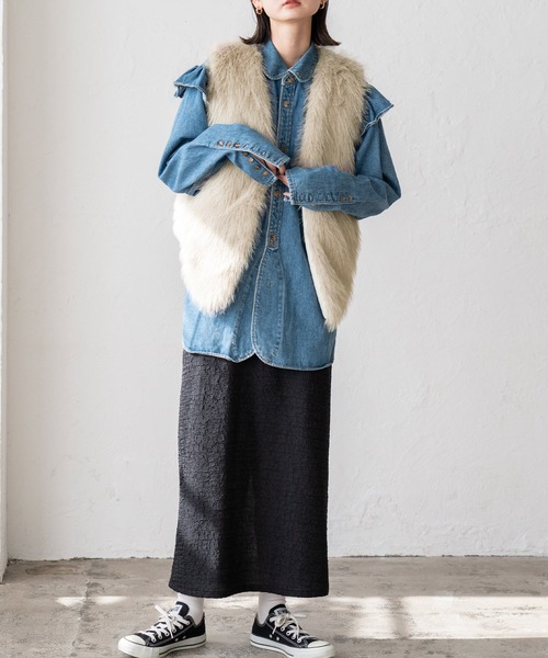 VitaFelice（ヴィータフェリーチェ） ベスト ジレ ショート丈 ファー