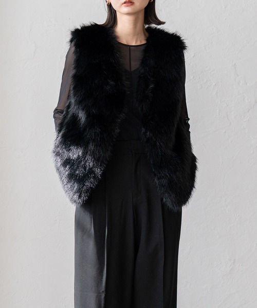 VitaFelice（ヴィータフェリーチェ） ベスト ジレ ショート丈 ファー