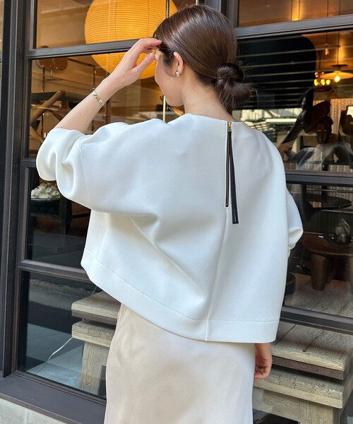 トレーナー スウェット 「洗える/ストレッチ」BEAUTY FORM JERSEY クロップド トップス レディース UNFILO トレーナー スウェット 「洗える/ストレッチ」BEAUTY